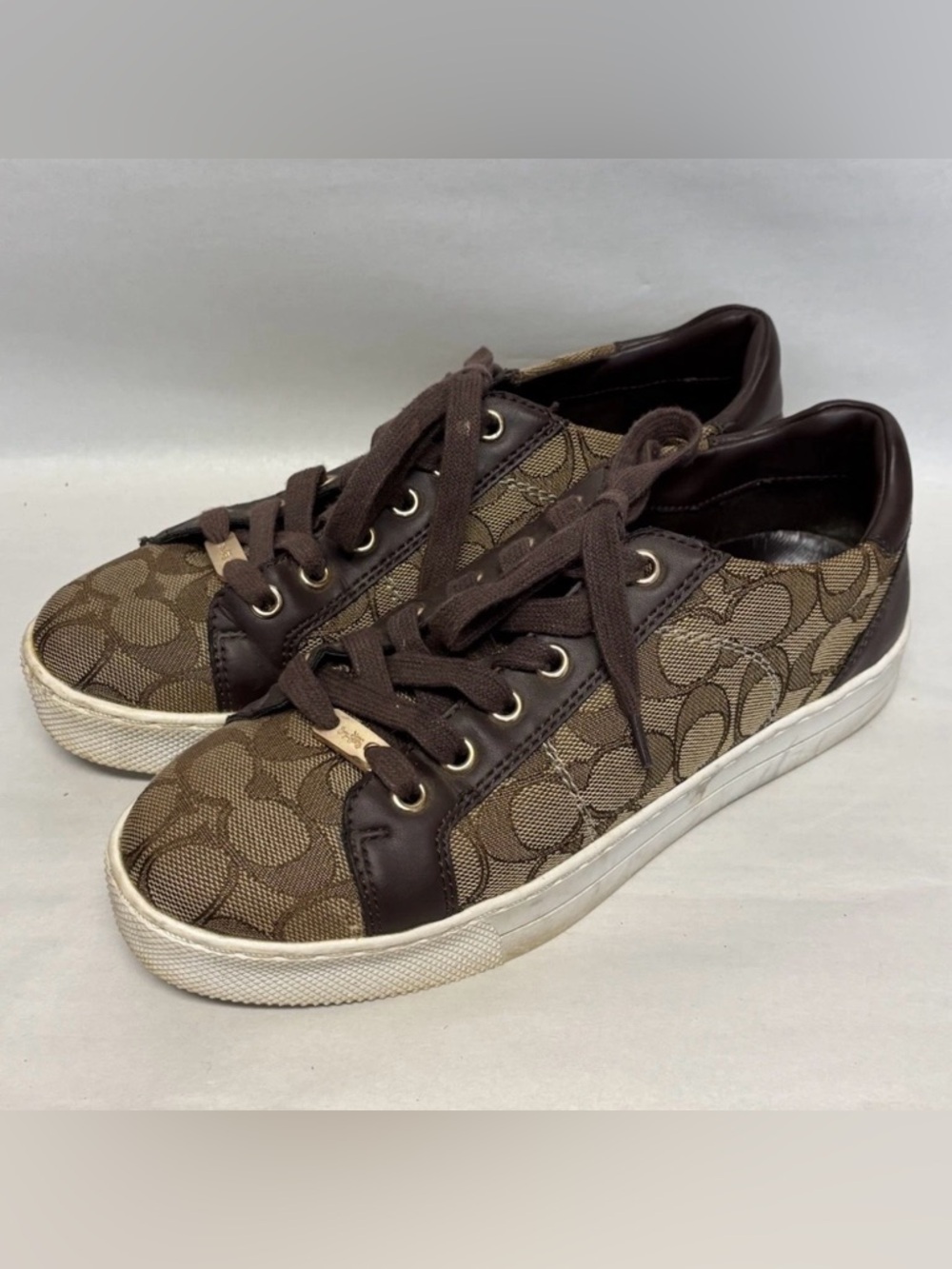 COACH Paddy Monogram Sneakers 7.5 Women’s USED - Good Condition in Brown #5766